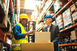 © Davor - Warehouse worker discussing logistics with manager over a laptop