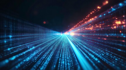 Aufkleber - A dynamic representation of data flow, symbolizing speed and technology.