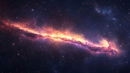 Wall Mural - Burning comet tail streaking across the night sky, surrounded by bright stars and deep nebulae generative ai