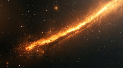 Wall Mural - Burning comet tail streaking across the night sky, surrounded by bright stars and deep nebulae generative ai
