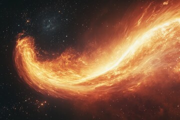 Poster - A stunning image of a fiery cosmic wave flowing gracefully through a star-filled universe, capturing the beauty and power of celestial phenomena in outer space.