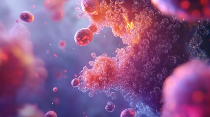 Poster - Close-up of cells dividing in an abstract design, representing regenerative medical biotechnology