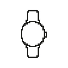 Poster - Pixelated Smartwatch Icon. Time and Wearable Technology Symbol in Pixel Art Style. Digital Smartwatch or Timepiece. Isolated Vector Illustration