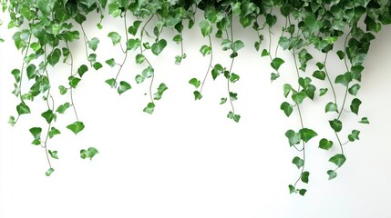 Aufkleber - Green ivy leaves cascading down against a white background, creating a fresh, natural aesthetic.