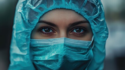 Person wearing protective gear during flu season,