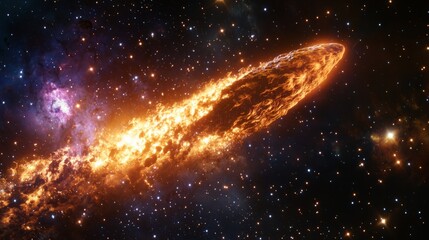 Wall Mural - bright comet with a vibrant tail streaking through the cosmos, surrounded by a bright star cluster generative ai