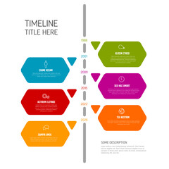 Poster - Simple solid color timeline template with content hexagons and triangle arrows multipurpose time line template on white background with years and icons