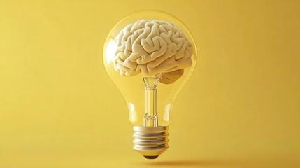 Aufkleber - A light bulb containing a brain symbolizes creativity and innovative thinking.