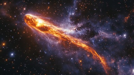 Wall Mural - bright comet with a vibrant tail streaking through the cosmos, surrounded by a bright star cluster generative ai