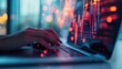 © matoya - Close Up of Hands Typing on a Laptop with a Data Visualization Displayed on the Screen
