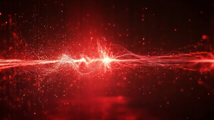 Poster - Abstract representation of energy waves with glowing particles in a dark background.