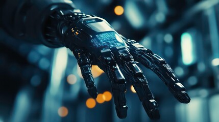 Aufkleber - A futuristic robotic hand showcasing advanced technology and design.