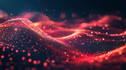 Aufkleber - This futuristic technology banner displays a red-light glow effect on a dark background, showing a data stream with particles