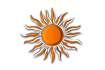 Aufkleber - Flat 2D illustration of the sun with bright rays, capturing the essence of heat in a clean design on a white background, symbolizing warmth and clarity