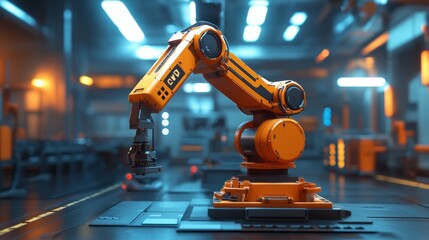 Poster - Robotic Arm in Lowpoly 3D Structure for Manufacturing