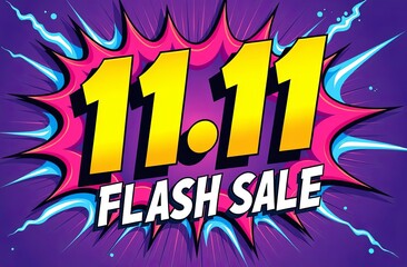 Wall Mural - 11.11 flash sale. illustration for shopping day, online shopping, special offer coupon, voucher, ban