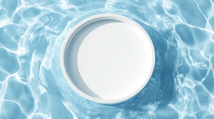 Poster - A circular white plate floating in clear water, creating a serene visual effect.