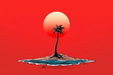 Poster - Simple line art of a wavy heat line rising from the ground, capturing the essence of extreme heat in a minimalist style, symbolizing clarity and intensity