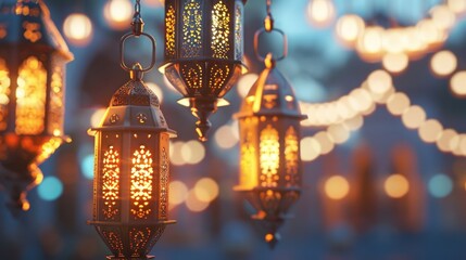 Islam Background. Traditional Arab Culture in Festive Islamic Ramadan Greeting Decoration