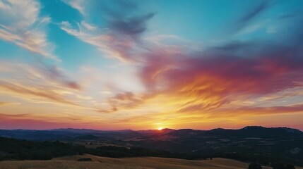 Wall Mural - The sky is a beautiful mix of orange and blue colors