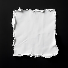 Aufkleber - Torn white paper square scrap isolated on black background