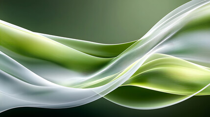 Poster - The serene dance of energy abstract waves of green and white intertwining in perfect harmony