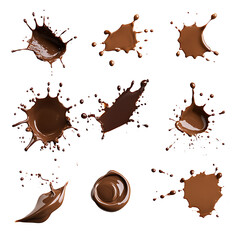 Poster - Set drops of mud sprayed isolated on white background collection stain with clipping path