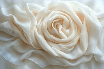 Poster - A delicate fabric rose crafted from soft, flowing material, showcasing elegant curves and a gentle sheen.