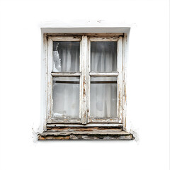 Aufkleber - Old white window isolated on white background
