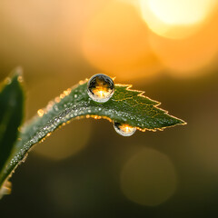 Aufkleber - Dew drop on a leaf