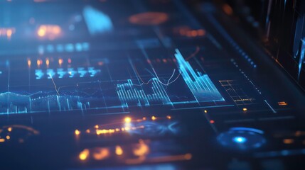 Poster - A futuristic interface displaying data visualizations and graphs.