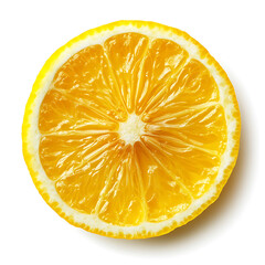 Poster - Juicy yellow slice of lemon white background isolated