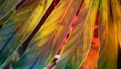 Wall Mural - Vibrant hues on tropical leaves