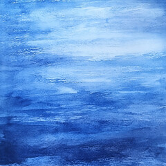 Poster - Watercolor hand drawn background; blue fading brush strokes
