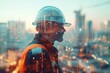 © Isuru - double exposure of engineer with safety helmet