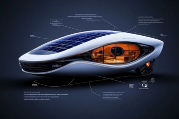 Poster - Blueprint of a futuristic house with rotating floors, solar windows, and automated features, capturing the advanced design in architectural innovation, symbolizing future and adaptability