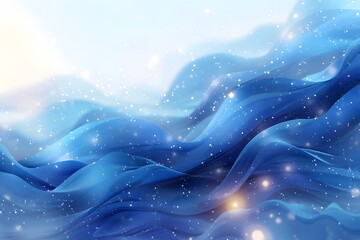 Poster - Serene Blue Waves with Sparkling Highlights