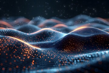 Poster - Ethereal Waves of Light and Color in a Digital Landscape
