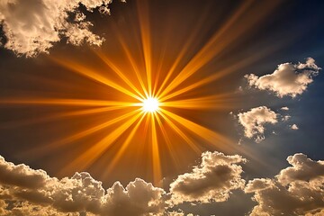 Aufkleber - Flat 2D illustration of the sun with bright rays, capturing the essence of heat in a clean design on a white background, symbolizing warmth and clarity