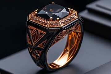 Poster - Futuristic fine jewelry piece with sleek metallic and gemstone elements, symbolizing advanced craftsmanship in luxury design, symbolizing innovation and elegance