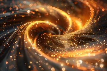 Canvas Print - Mesmerizing Swirls of Golden Light and Sparkles in a Cosmic Dance