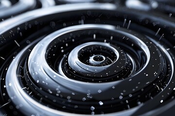 Poster - Mesmerizing Black Swirls with Sparkling Particles in Motion