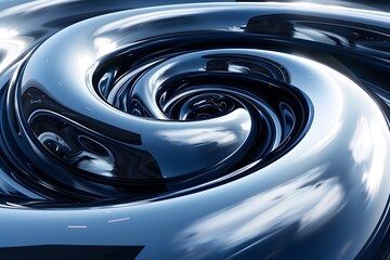 Poster - Mesmerizing Swirl of Shiny Liquid Metal in Abstract Design