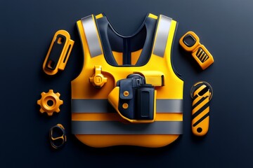 Poster - Minimalist depiction of a safety vest, showing the simple design and high visibility for protective clothing, symbolizing visibility and protection