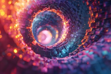Poster - Mesmerizing Abstract Spiral with Vibrant Colors and Light Effects