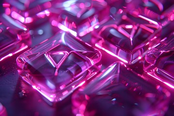 Poster - Vibrant Pink Glass Tiles with Intricate Designs