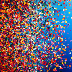 Poster - Colorful celebration background with various party confetti bal