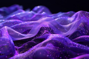 Canvas Print - Ethereal Waves of Purple Fabric with Sparkling Highlights