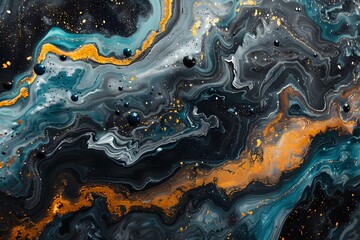 Canvas Print - Abstract Cosmic Swirl with Gold and Teal Accents