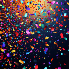 Poster - Colorful celebration background with various party confetti bal